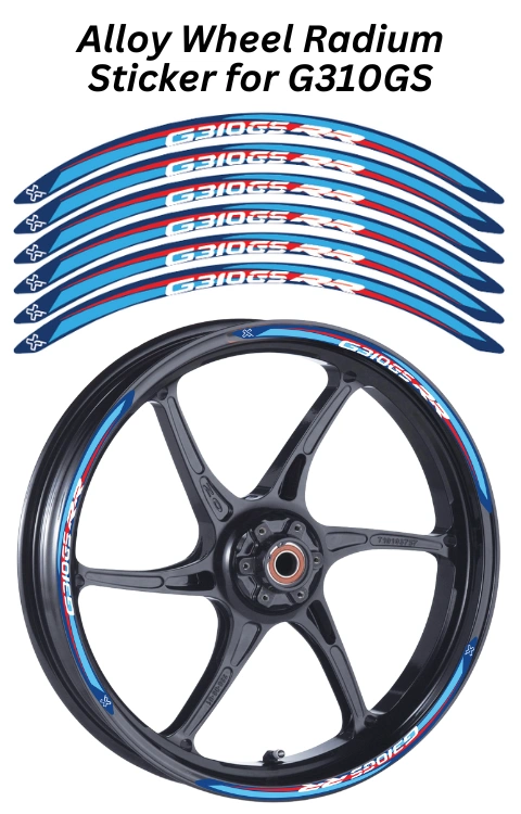 Alloy wheel Radium Sticker Compatible with G310 GS | Made in Premium Radium with FPF (Fade Protection Film), Waterproof, Precut Sticker, Pack Of 12